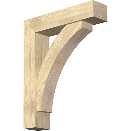 Ekena Millwork Thorton Block Rough Sawn Bracket w/ Offset Brace, Douglas Fir, 8"W x 34"D x 42"H BKT0806X34X42THR05RDF